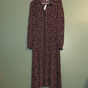 loft brown maxi dress Cara | Brown Matte Satin High-Neck Maxi Dress main image 1